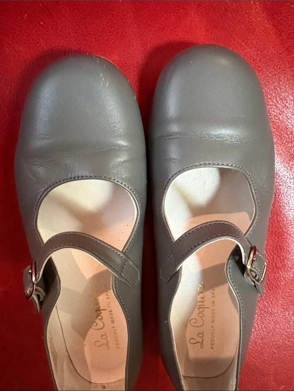 La Coqueta MaryJane leather Gray shoes sz 34